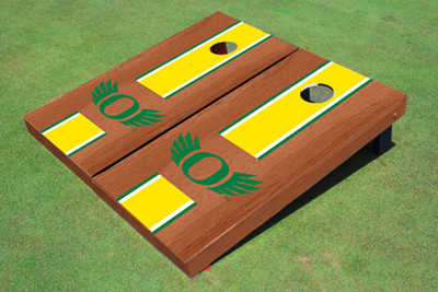 University of Oregon "Wings" Yellow Rosewood Matching Long Stripe Cornhole Boards