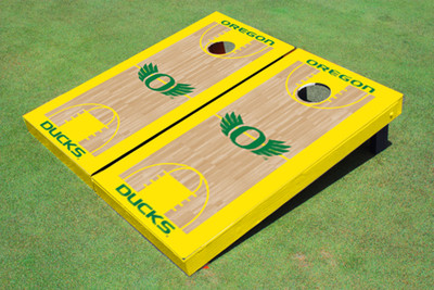 University of Oregon "Wings" Yellow Matching Basketball Court Custom Cornhole Board