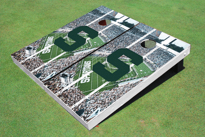 Michigan State University "S" Stadium Long Strip Themed Cornhole Boards