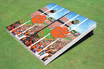 Clemson University Stadium Long Stripe Themed Cornhole Boards