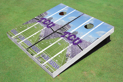 Texas Christian University "TCU" Stadium Long Stripe Themed Cornhole Boards Texas Christian University "TCU" Stadium Long Stripe Themed Cornhole Boards