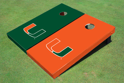University Of Miami Alternating Solid Cornhole Boards University Of Miami Alternating Solid Cornhole Boards