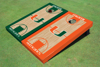 University Of Miami Alternating Basketball Court Custom Cornhole Boards
