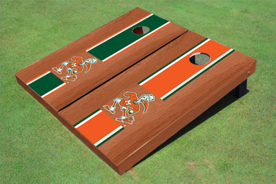 University Of Miami "Sebastian The Ibis" Rosewood Alternating Long Stripe Cornhole Boards University Of Miami "Sebastian The Ibis" Rosewood Alternating Long Stripe Cornhole Boards