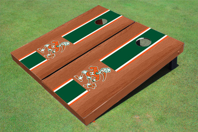 University Of Miami "Sebastian The Ibis" Hunter Rosewood Matching Long Stripe Cornhole Boards University Of Miami "Sebastian The Ibis" Hunter Rosewood Matching Long Stripe Cornhole Boards