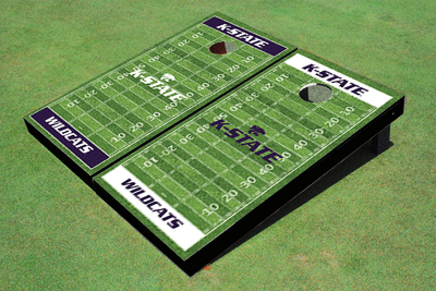 Kansas State University Wildcats Word Mark Alternating Football Field Custom Cornhole Boards