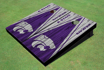 Kansas State University Wildcats Purple and White Matching Wood Look Triangle Cornhole Boards