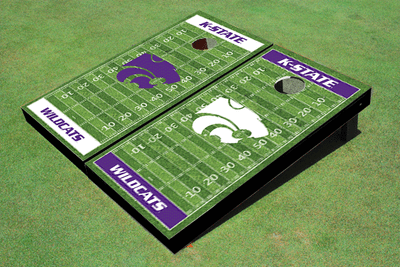 Kansas State University Wildcats Alternating Football Field Custom Cornhole Boards