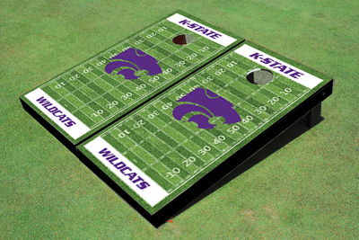 Kansas State University Wildcats White Matching Football Field Custom Cornhole Boards