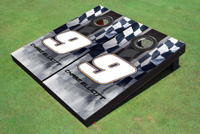 Chase Elliott #9 Full Checkered Flag Long Stripe Cornhole Boards Chase Elliott #9 Full Checkered Flag Long Stripe Cornhole Boards