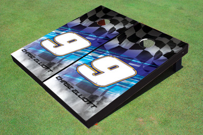 Chase Elliott #9 Full Blue Checkered Flag Cornhole Boards Chase Elliott #9 Full Blue Checkered Flag Cornhole Boards