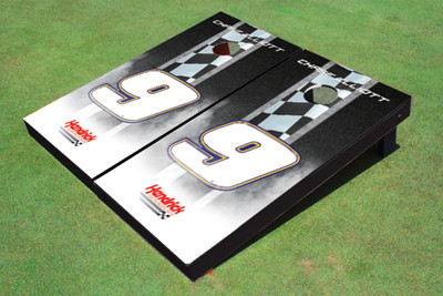 Chase Elliott #9 Center Checkered Flag Long Stripe Cornhole Boards Chase Elliott #9 Center Checkered Flag Long Stripe Cornhole Boards