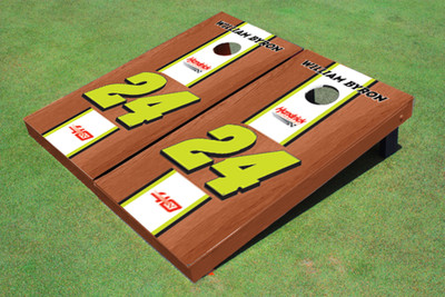 William Byron #24 White Rosewood Long Stripe Cornhole Boards William Byron #24 White Rosewood Long Stripe Cornhole Boards