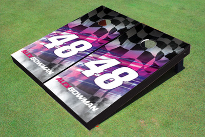 Alex Bowman #48 Full Red Checkered Flag Cornhole Boards Alex Bowman #48 Full Red Checkered Flag Cornhole Boards