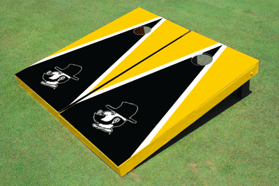 Appalachian State University "Yosef" Black And Yellow Matching Triangle Cornhole Boards Appalachian State University "Yosef" Black And Yellow Matching Triangle Cornhole Boards