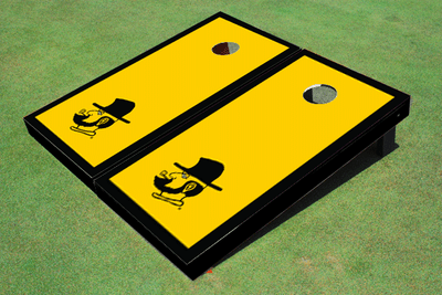 Appalachian State University "Yosef" Black Matching Border Cornhole Boards Appalachian State University "Yosef" Black Matching Border Cornhole Boards