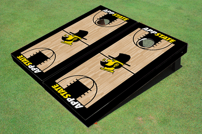 Appalachian State University "Yosef" Matching Black Basketball Court Custom Cornhole Boards Appalachian State University "Yosef" Matching Black Basketball Court Custom Cornhole Boards
