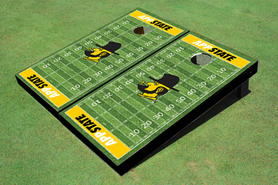 Appalachian State University "Yosef" Yellow Matching Football Field Custom Cornhole Boards