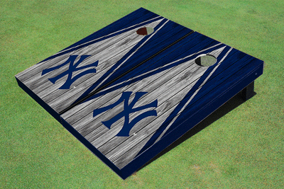 New York Yankees White and Navy Matching Wood Look Triangle Cornhole Board