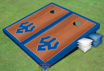 Washington And Lee Trident Rosewood With Royal Blue Matching Borders Blue Cornhole Boards