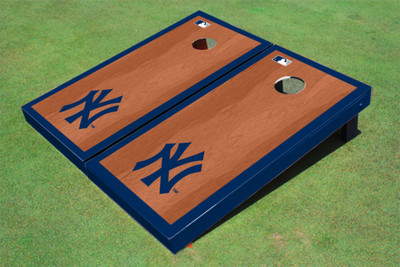 New York Yankees NY Navy Rosewood Matching Borders Cornhole Boards New York Yankees NY Navy Rosewood Matching Borders Cornhole Boards