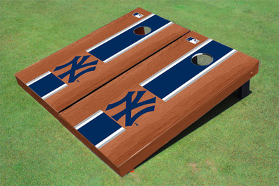 New York Yankees NY Navy Rosewood Matching Long Stripe Cornhole Boards