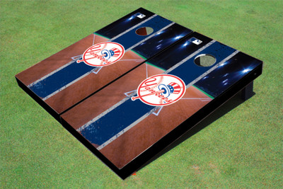 New York Yankees Club Field Long Stripe Matching Navy Themed Cornhole Boards