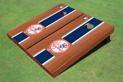 New York Yankees Club Navy Rosewood Matching Long Stripe Cornhole Boards