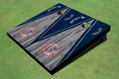 New York Yankees Club Gray and Navy Matching Wood Look Triangle Cornhole Boards
