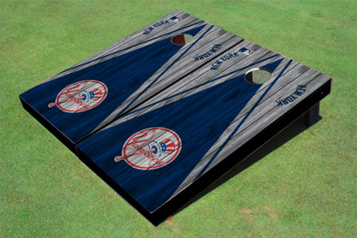 New York Yankees Club Navy and Gray Matching Wood Look Triangle Cornhole Boards