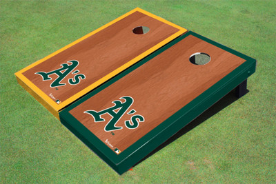 Oakland Athletics A's Rosewood Alternating Border Cornhole Boards