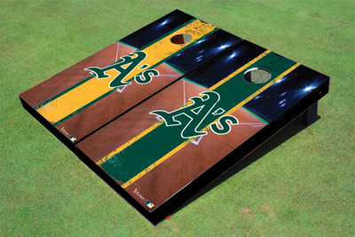 Oakland Athletics A's Field Long Stripe Alternating Themed Cornhole Boards