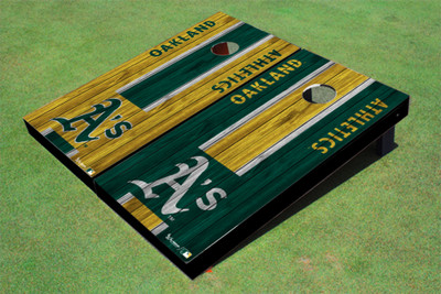 Oakland Athletics A's Alternating Wood Look Triangle Cornhole Boards