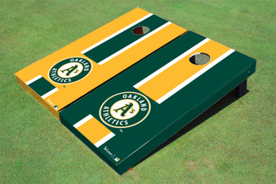 Oakland Athletics Circle Logo Alternating Long Stripe Cornhole Boards