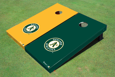 Oakland Athletics Circle Logo Alternating Solid Cornhole Boards