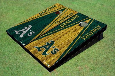 Oakland Athletics A's Alternating Wood Look Triangle Cornhole Boards