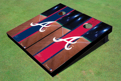 Atlanta Braves A Field Long Stripe Alternating Themed Cornhole Boards