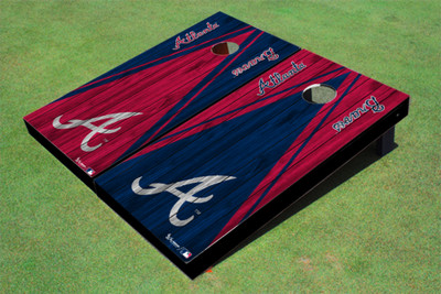 Atlanta Braves A Alternating Wood Look Triangle Cornhole Boards