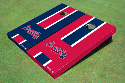 Atlanta Braves Hatchet Alternating Long Stripe Cornhole Boards