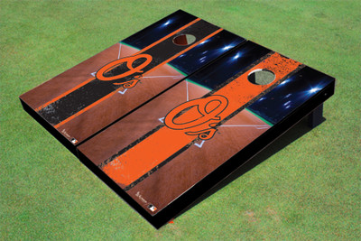 Baltimore Orioles O Field Long Stripe Alternating Themed Cornhole Boards