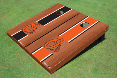 Baltimore Orioles O Rosewood Alternating Long Stripe Cornhole Boards