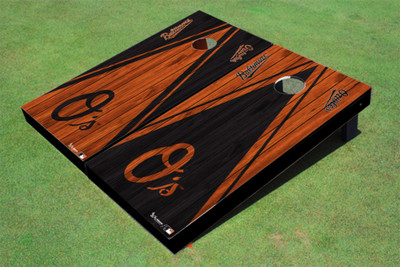 Baltimore Orioles O Alternating Wood Look Triangle Cornhole Boards