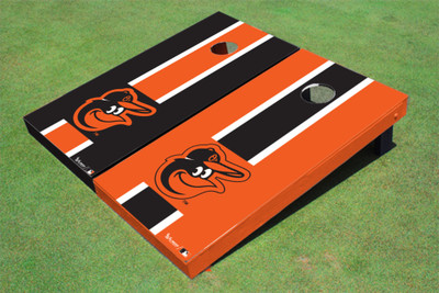 Baltimore Orioles Bird Alternating Long Stripe Cornhole Boards