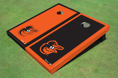 Baltimore Orioles Bird Alternating Border Cornhole Boards