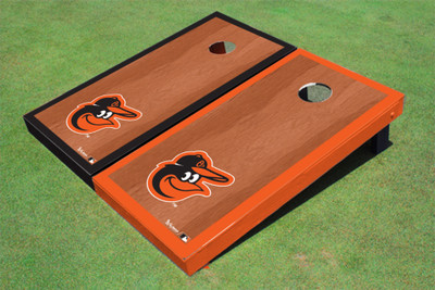 Baltimore Orioles Bird Rosewood Alternating Border Cornhole Boards