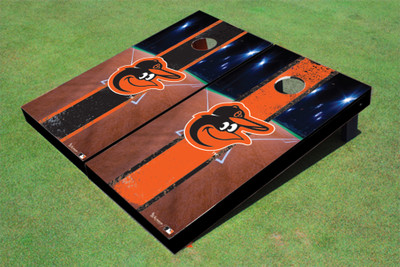 Baltimore Orioles Bird Field Long Stripe Alternating Themed Cornhole Boards