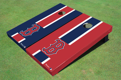 Boston Red Sox B Alternating Long Stripe Cornhole Boards