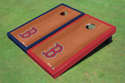 Boston Red Sox B Rosewood Alternating Border Cornhole Boards