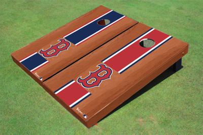 Boston Red Sox B Rosewood Alternating Long Stripe Cornhole Boards