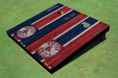 Boston Red Sox Socks Alternating Wood Look Long Stripe Cornhole Boards